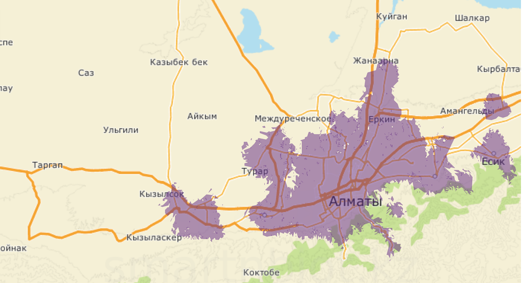 Карта покрытия алтел 4g в казахстане карта